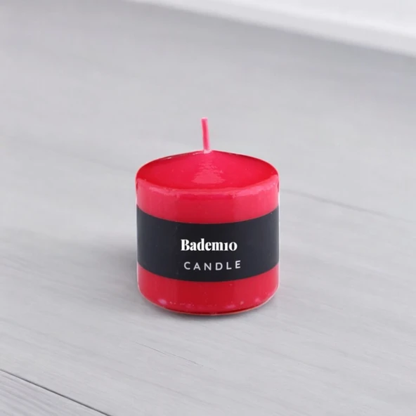 Baton Mum Kırmızı Silindir Dekoratif Mumu Kandil Hediyelik Fitilli Mumlar Şamdan Kokusuz 6 x 6 cm - 3