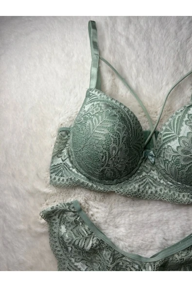 miss nergiz lingerie Nergiz Çapraz Ip Detaylı Desteksiz Sütyen Takım