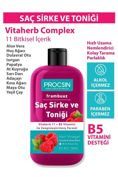 PROCSİN YAĞ DENGELEYİCİ FRAMBUAZLI SAÇ SİRKE VE TONİĞİ 250 ML - 6
