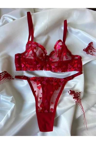 CozyChic Kadın Dantelli Kalpli Iç Çamaşır Takımı Arona Lingerie ürün görseli