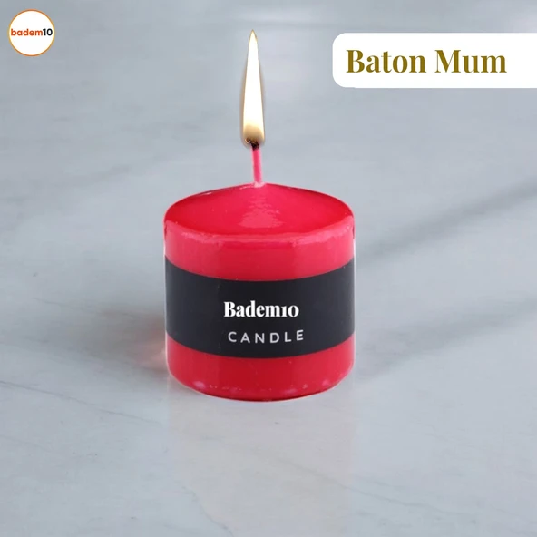 Baton Mum Kırmızı Silindir Dekoratif Mumu Kandil Hediyelik Fitilli Mumlar Şamdan Kokusuz 6 x 6 cm