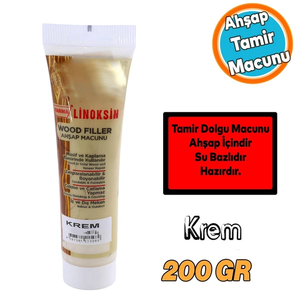 Ahşap Parke Tamir Macunu Mobilya Dolgu Çatlak Çizik Giderme 200 Gr Kullanıma Hazır Macun Krem Renk