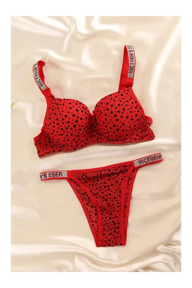 ARONA Kırmızı Kalpli Sütyen Takımı ürün görseli