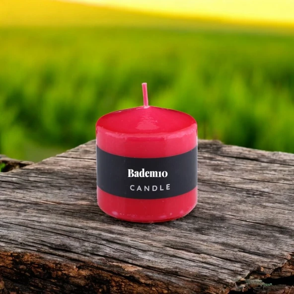 Baton Mum Kırmızı Silindir Dekoratif Mumu Kandil Hediyelik Fitilli Mumlar Şamdan Kokusuz 6 x 6 cm - 7