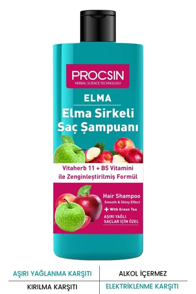PROCSİN AŞIRI YAĞLANMA KARŞITI ELMA SİRKESİ ŞAMPUANI 300 ML - 3
