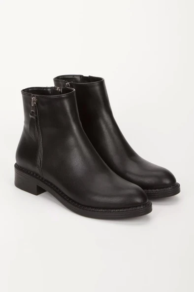 Hayra Siyah Cilt Topuklu Bot - Resim 3