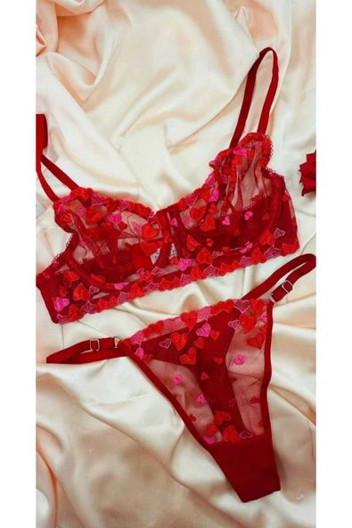 THERAPY LİFE Arona Balenli Kalp Detay Transparan Iç Çamaşır Takımı ürün görseli