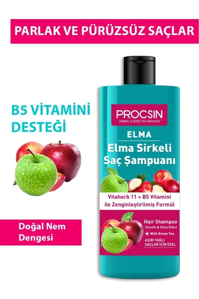 PROCSİN AŞIRI YAĞLANMA KARŞITI ELMA SİRKESİ ŞAMPUANI 300 ML