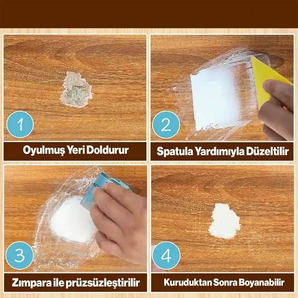 Mobilya Ahşap Parke Masa Sehpa Çizik Tamir Dolgu Boşluk Doldurucu Macunu Süt Beyaz Renk 1 Kg - 2