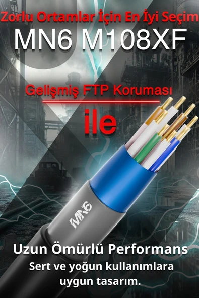 MN6 M108XF 70 Metre Internet Kablosu/FTP 0,60MM Cat6 23AWG/İKI Kat Korumalı/ethernet Kablosu 70 Metre/iç Dış Mekan Uyumlu/high Performance Cable - 5