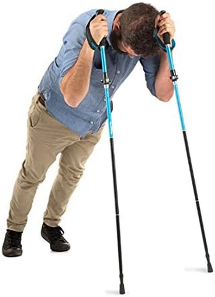 Monozone 2Li Katlanabilir Yürüyüş Batonu Kayak Batonu Hafif  Alüminyum Trekking Tırmanma Baston Kamp - 2