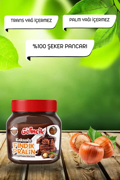 Gelincik Kahvaltılık Sürülebilir Doğal Katkısız 650gr Özel Üretim Kakaolu Fındık Pralin