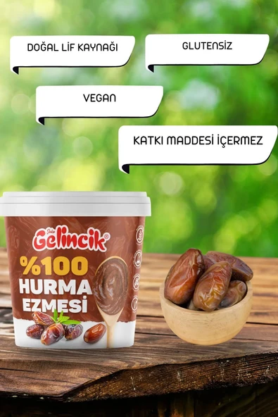 Gelincik 2'li Set Katkısız Doğal %100 Sade Hurma Ezmesi %100 Hurma Dolgusu 2KG Hurma Püresi 2 Adet - 2