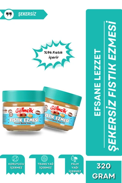 Gelincik Kahvaltılık Sürülebilir Doğal Katkısız 320gr Özel Üretim Şekersiz Fıstık Ezmesi Krem