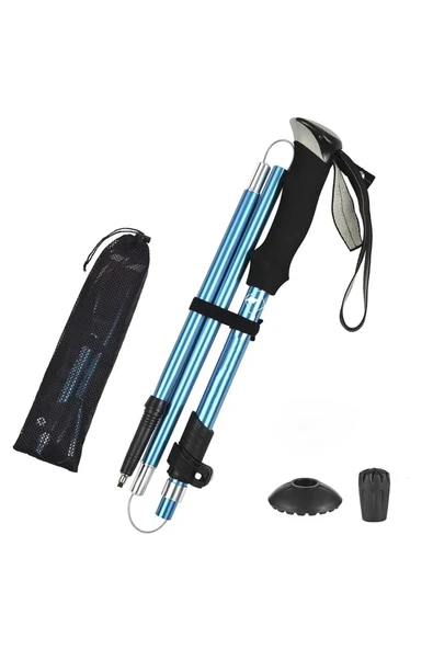Monozone Katlanabilir Yürüyüş Batonu Kayak Batonu Hafif  Alüminyum Trekking Tırmanma Baston Kamp - 3