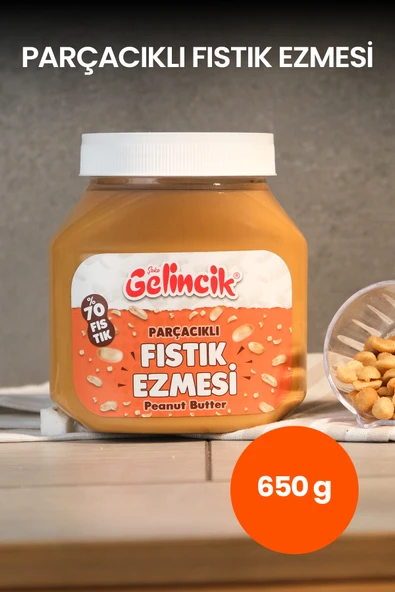 Gelincik Kahvaltılık Sürülebilir Doğal Katkısız 650gr Özel Üretim Şekerli Parçacıklı Fıstık Ezmesi ürün görseli