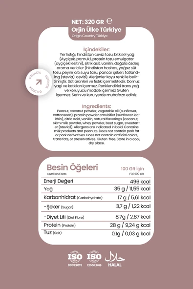 Gelincik Kahvaltılık Sürülebilir Katkısız 320gr Özel Üretim Protein Kreması 100gr'da 28gr Içerir - Resim 4