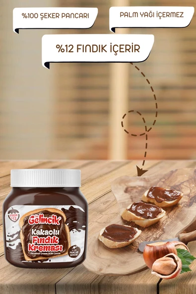 Gelincik Kahvaltılık Sürülebilir Doğal Katkısız 650gr Özel Üretim Kakaolu Fındık Kreması Parçacıklı - 3