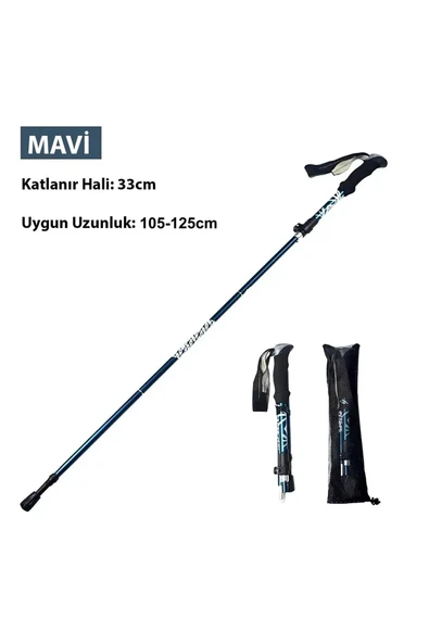 Monozone Katlanabilir Yürüyüş Batonu Kayak Batonu Hafif  Alüminyum Trekking Tırmanma Baston Kamp - 2