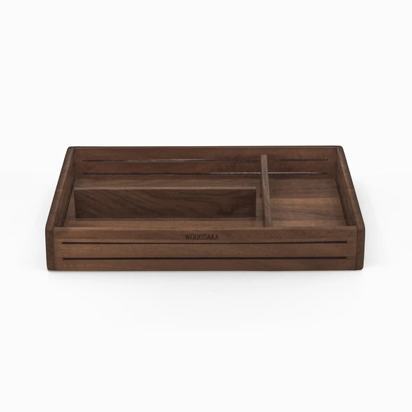 Woodsaka 3line Sade Organizer ve Aksesuar Kutusu - Ceviz - 2