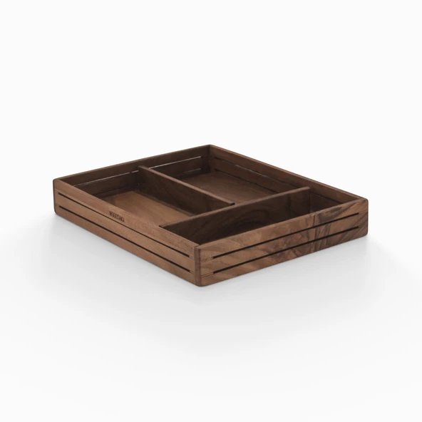Woodsaka 3line Sade Organizer ve Aksesuar Kutusu - Ceviz - 3