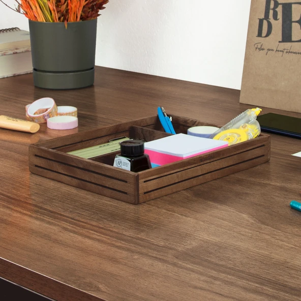 Woodsaka 3line Sade Organizer ve Aksesuar Kutusu - Ceviz - 4
