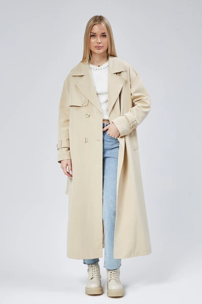 Oversize Rüzgarlık Detaylı Trençkot - 6