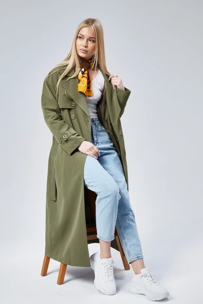 Oversize Rüzgarlık Detaylı Trençkot - 8