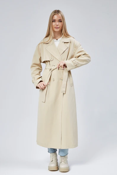Oversize Rüzgarlık Detaylı Trençkot - 4