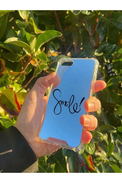 İphone 7 Uyumlu Aynalı Smile Desenli Darbe Kamera Korumalı Silikon Telefon Kılıfı