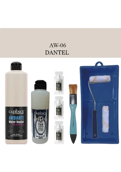 Cadence Boya Fayans Tezgah B-Ambiente Islak Zemin Aw-06 Dantel 500Ml Katalizör 30Gr Taş Vernik 250 Saten Rulo Set ürün görseli 1