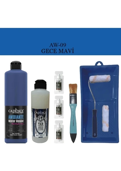 Cadence Boya Fayans Tezgah B-Ambiente Islak Zemin Aw-09 Gece Mavisi 500Ml Katalizör 30Gr MAT Taş Vernik 250 Saten Rulo S ürün görseli 1