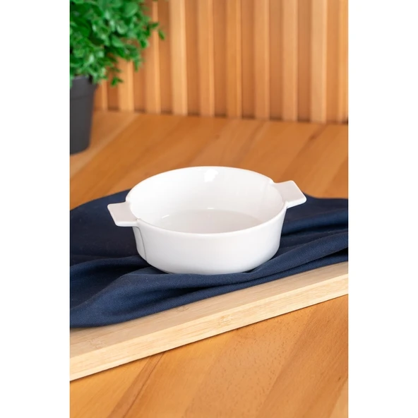BİANCO PERLA KULPLU YUVARLAK FIRIN KABI - 16 CM