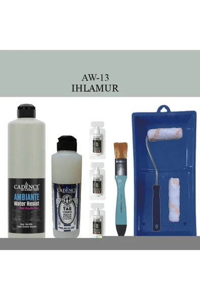 Cadence Boya Fayans Tezgah B-Ambiente Islak Zemin Aw-13 Ihlamur 500Ml Katalizör 30Gr Taş Vernik 250 Saten Rulo Set