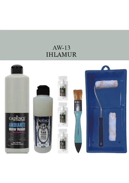 Cadence Boya Fayans Tezgah B-Ambiente Islak Zemin Aw-13 Ihlamur 500Ml Katalizör 30Gr MAT Taş Vernik 250 Saten Rulo Set ürün görseli 1