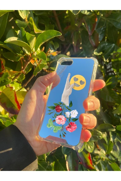 İphone 8 Uyumlu Aynalı El Emoji Desenli Darbe Kamera Korumalı Silikon Telefon Kılıfı