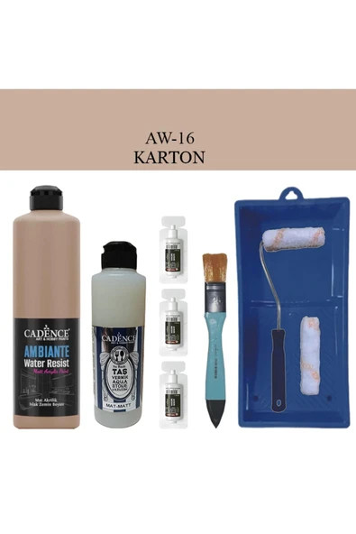 Cadence Boya Fayans Tezgah B-Ambiente Islak Zemin Aw-16 Karton 500Ml Katalizör 30Gr MAT Taş Vernik 250 Saten Rulo Set ürün görseli 1