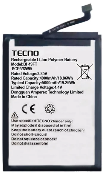 Tecno Spark 8T Uyumlu Batarya Pil Sıfır Orijinal ürün görseli 1