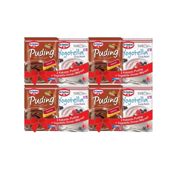 Dr Oetker Kakaolu Puding 2'li + Yogatella Hediyeli 363 Gr. X 4 Adet