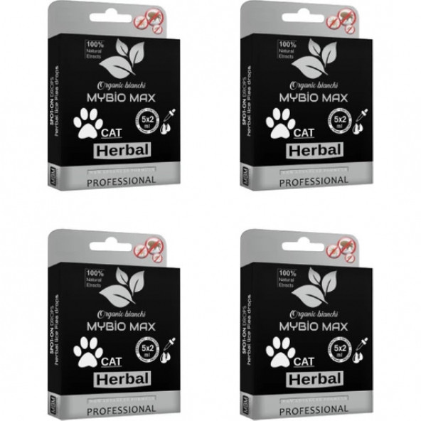 Mybiomax Bitkisel Bit,Pire Kedi Ense Damlası Dış Parazit 5X2ML. 4KUTU