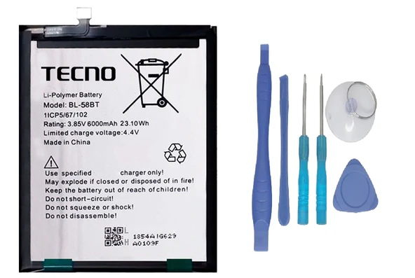 Tecno Pova 3 Uyumlu Batarya Pil Sıfır Orijinal + TAMİR SETİ ürün görseli 1
