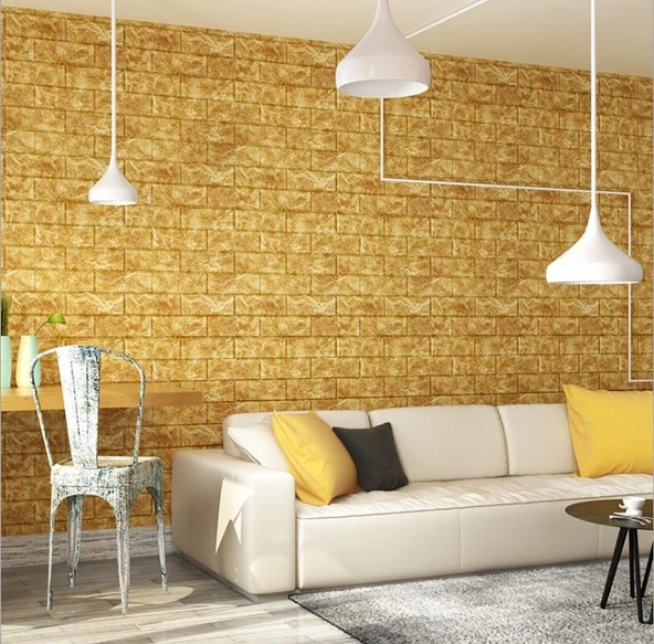 Renkli Duvarlar Kendinden Yapışkanlı 70x77cm 10 Adet Taş Duvar Kağıdı Paneli - 3