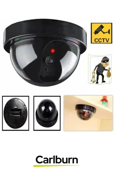 Premium 5 Metre Algılayan Kırmızı Işıklı Hareket Sensörlü Pilli Güvenlik Caydırıcı Dome Kamera - 2