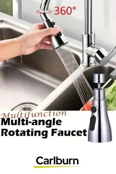Premium 720 Derece Dönebilen Kaliteli Şık Lavabo Mutfak Banyo 3 Fonksiyonlu Metalik Musluk Başlığı - 4
