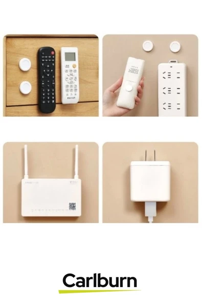 Pratik Yapışkanlı Kolay Monte Duvar Sabitleme Mıknatıslı Çok Amaçlı Kumanda Telefon Tutucu 2 ADET - 4