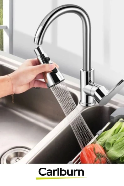 Premium 720 Derece Dönebilen Kaliteli Şık Lavabo Mutfak Banyo 3 Fonksiyonlu Metalik Musluk Başlığı - 5