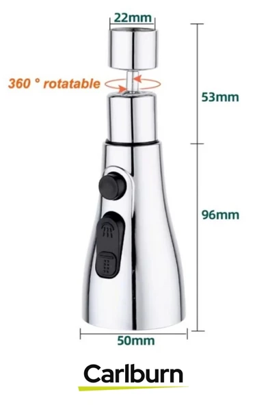 Premium 720 Derece Dönebilen Kaliteli Şık Lavabo Mutfak Banyo 3 Fonksiyonlu Metalik Musluk Başlığı - 2