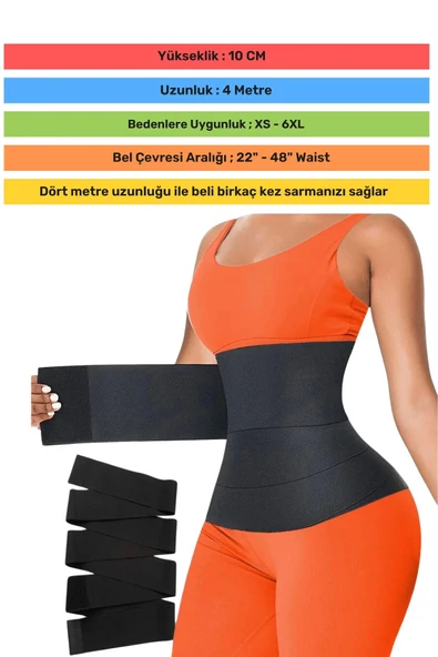 Özel Üretim İnceltici Bele Dolamalı Kum Saati Görüntüsü Veren 4 Metre Sarma Bel Korsesi - Resim 2