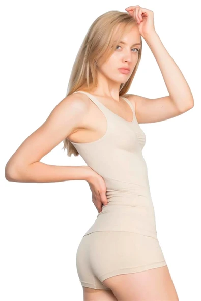 Toparlayıcı 2 Beden İnce Görünüm Sıkılaştırıcı Şekillendirici Esnek Kalın Askılı Kadın Atlet Korse - Resim 3