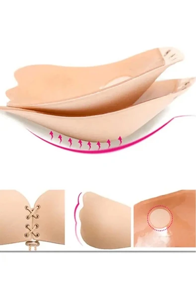 Özel Üretim Kaymaz Dikişsiz Göğüs Dikleştirici Dolgun Gösteren Toparlayıcı Askısız Yapışkanlı Sütyen - 3